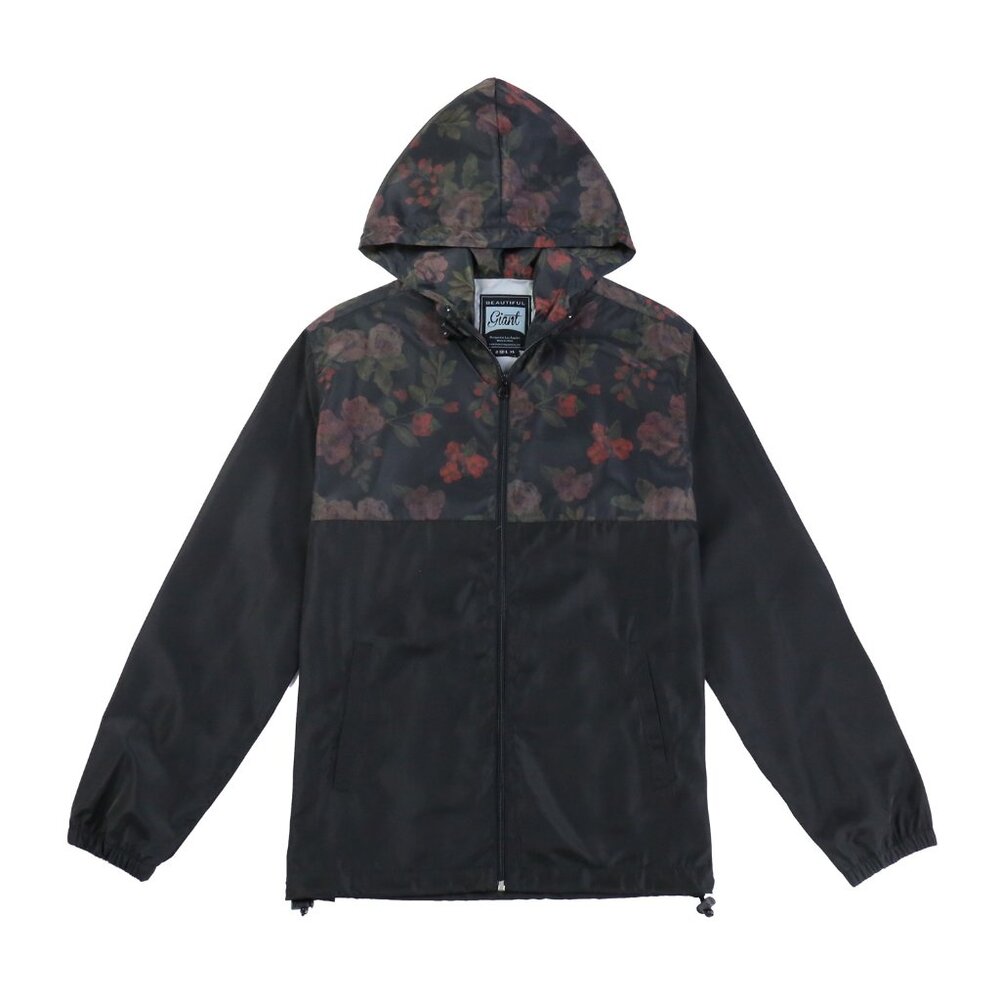 Men's Floral Windbreaker Hooded Jacket for Hiking Trip Size M